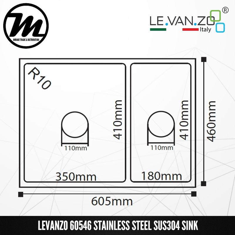 LEVANZO Ember Stainless Steel SUS304 Kitchen Sink 60546 - Mirage Trade & Distribution