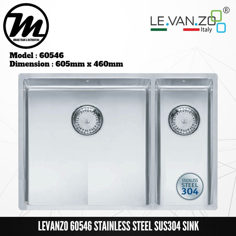 LEVANZO Ember Stainless Steel SUS304 Kitchen Sink 60546 - Mirage Trade & Distribution