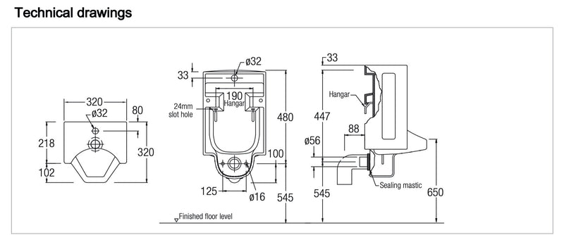 JOHNSON SUISSE Santana Wall Hung Urinal WBSIST1XXWW - Mirage Trade & Distribution