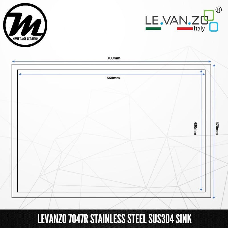 LEVANZO Signature 7 Stainless Steel SUS304 Kitchen Sink 7047R - Mirage Trade & Distribution