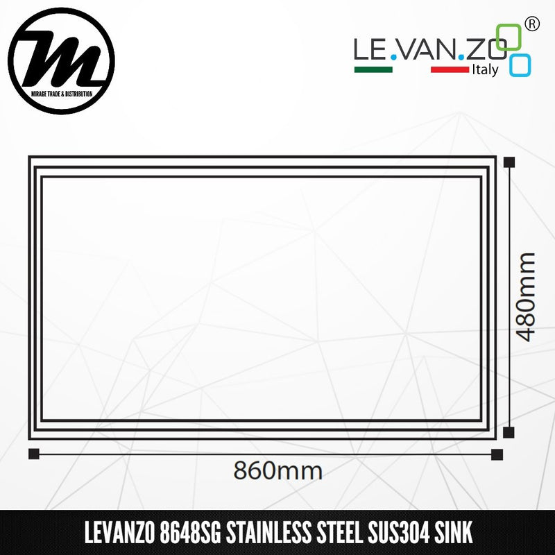 LEVANZO Hand Made Stainless Steel SUS304 Kitchen Sink 8648SG - Mirage Trade & Distribution
