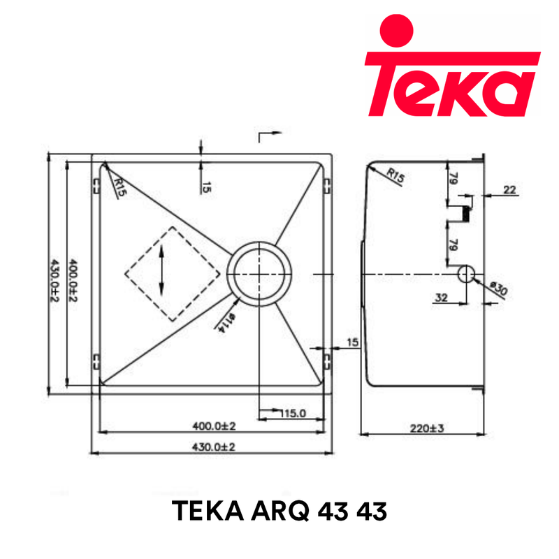 TEKA Stainless Steel Sink ARQ 43 43 - Mirage Trade & Distribution