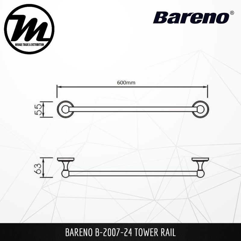 BARENO PLUS Towel Bar B-2007-24 - Mirage Trade & Distribution