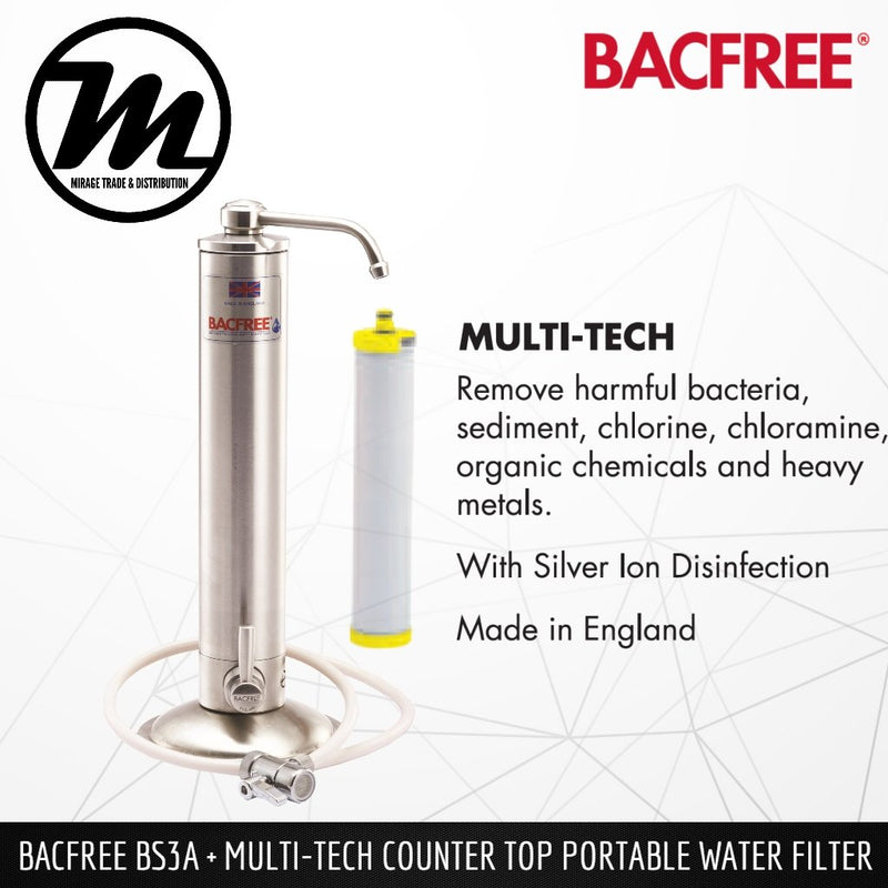 BACFREE BS3A + Multi Tech Filter Element Counter Top Portable Drinking Water Filter System - Mirage Trade & Distribution