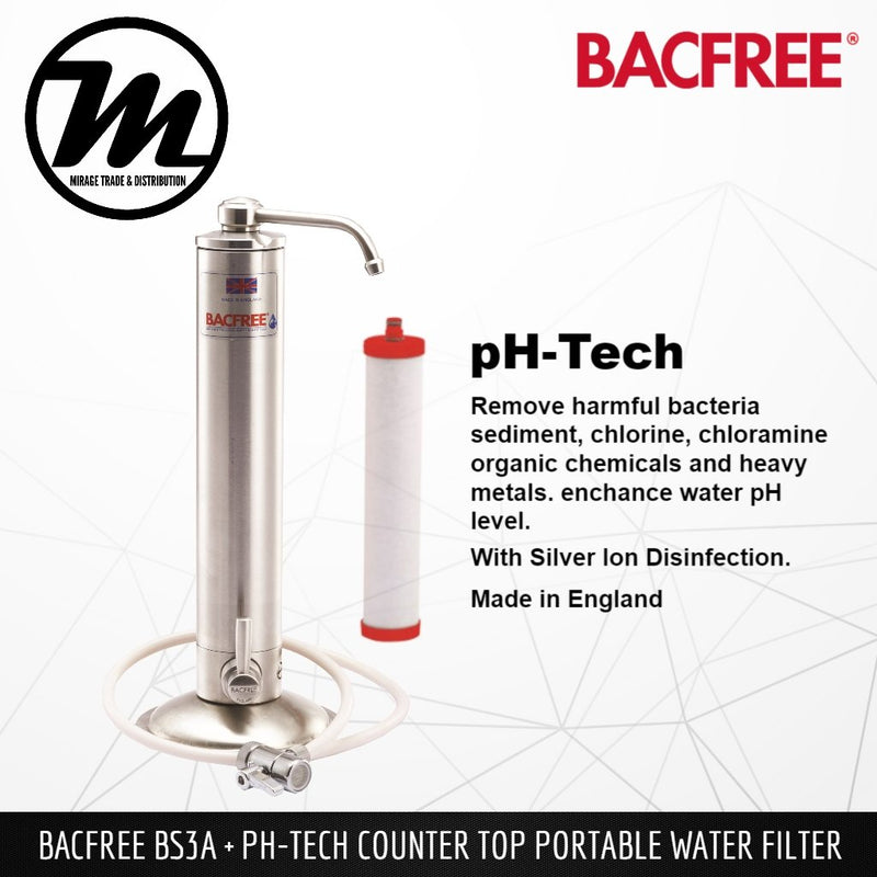 BACFREE BS3A + pH Tech Filter Element Counter Top Portable Drinking Water Filter System - Mirage Trade & Distribution