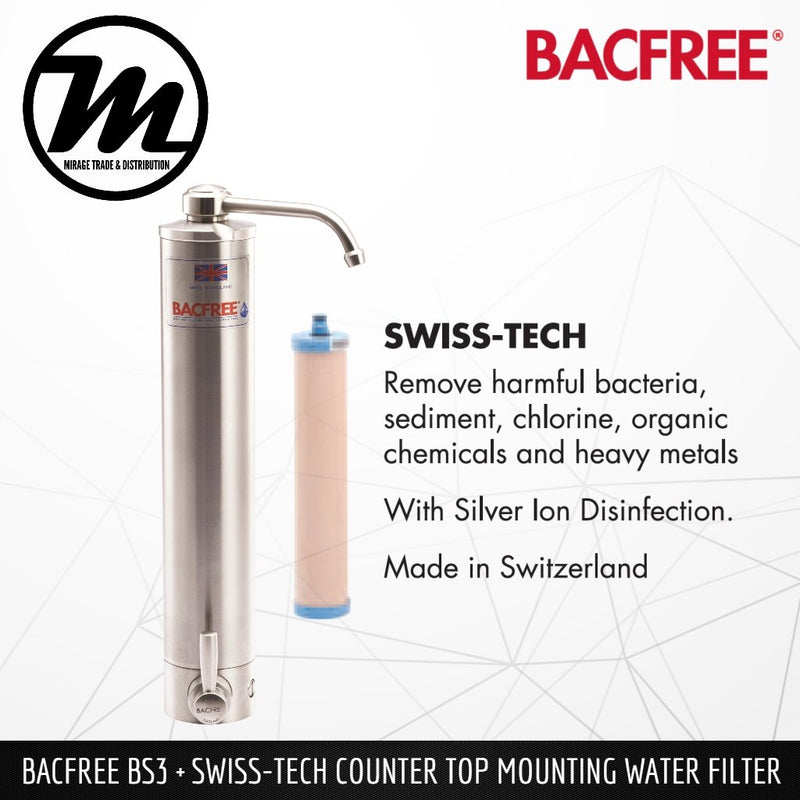 BACFREE BS3 + Swiss Tech Filter Element Top Mounting Drinking Water Filter System - Mirage Trade & Distribution