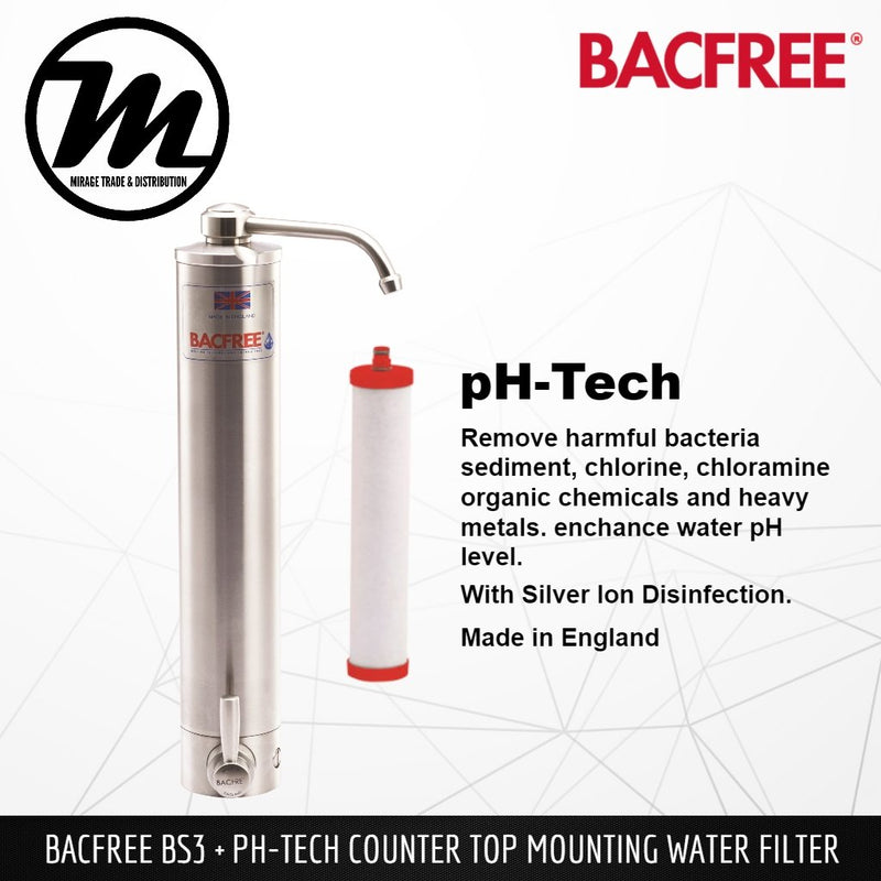 BACFREE BS3 + pH Tech Filter Element Top Mounting Drinking Water Filter System - Mirage Trade & Distribution