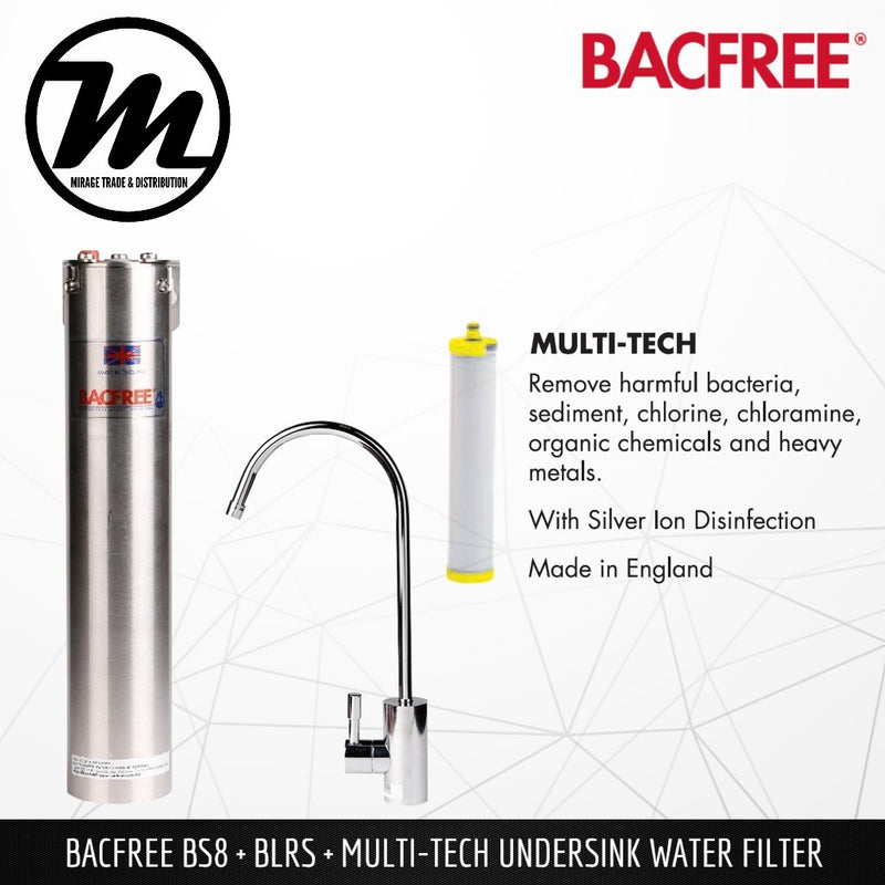 BACFREE BS8 + BLRS Faucet + Multi Tech Filter Element Undersink Drinki