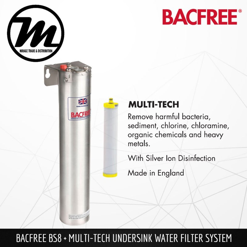 BACFREE BS8 + Multi Tech Filter Element Undersink Drinking Water Filter System - Mirage Trade & Distribution