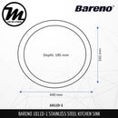 BARENO Kitchen Sink 1011D-1 Undermount SUS304 with 10 Year Warranty - Mirage Trade & Distribution