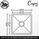 CAPRI Stainless Steel SUS304 NANO Kitchen Sink CKS-4545 - Mirage Trade & Distribution