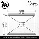 CAPRI Stainless Steel SUS304 NANO Kitchen Sink CKS-6545 - Mirage Trade & Distribution