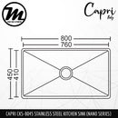 CAPRI Stainless Steel SUS304 NANO Kitchen Sink CKS-8045 - Mirage Trade & Distribution
