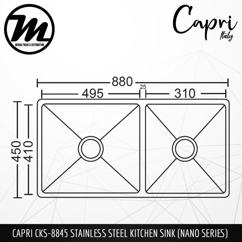CAPRI Stainless Steel SUS304 NANO Kitchen Sink CKS-8845 - Mirage Trade & Distribution