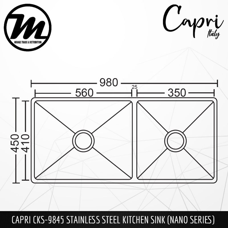 CAPRI Stainless Steel SUS304 NANO Kitchen Sink CKS-9845 - Mirage Trade & Distribution