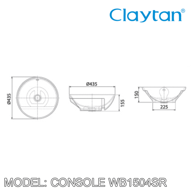 CLAYTAN Console Semi Recess Basin WB1504SR - Mirage Trade & Distribution