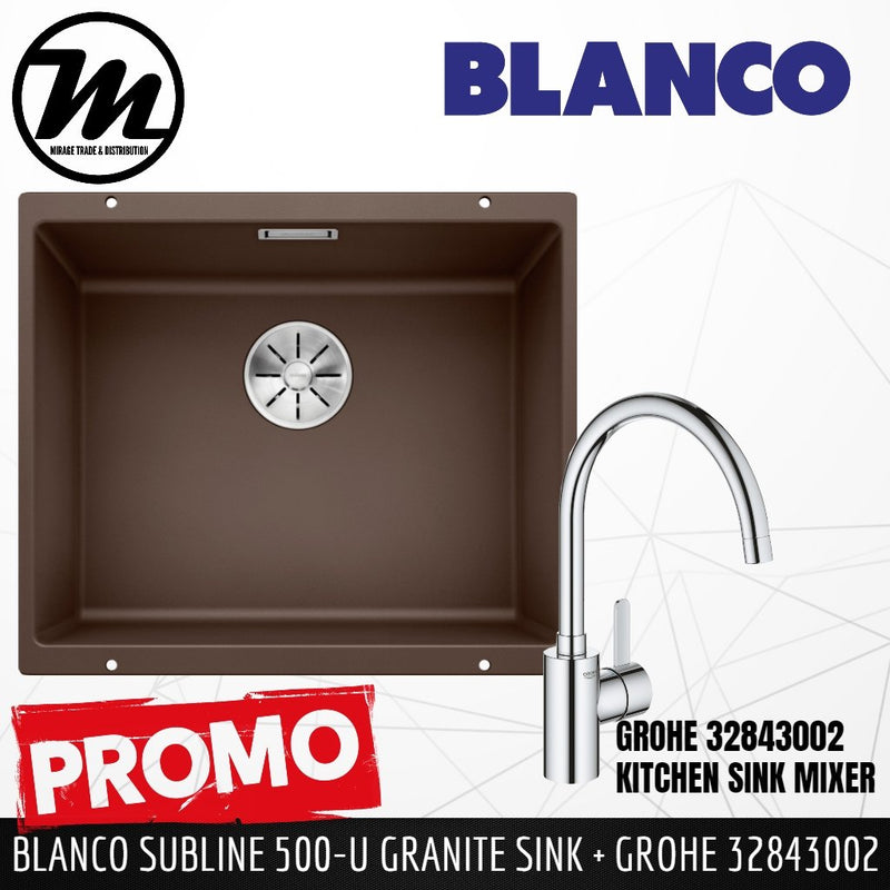 [PROMOTION] BLANCO Subline 500-U Silgranit™ PuraDur™ Kitchen Granite Sink With InFino™ Waste(with GROHE Kitchen Mixer) - Mirage Trade & Distribution