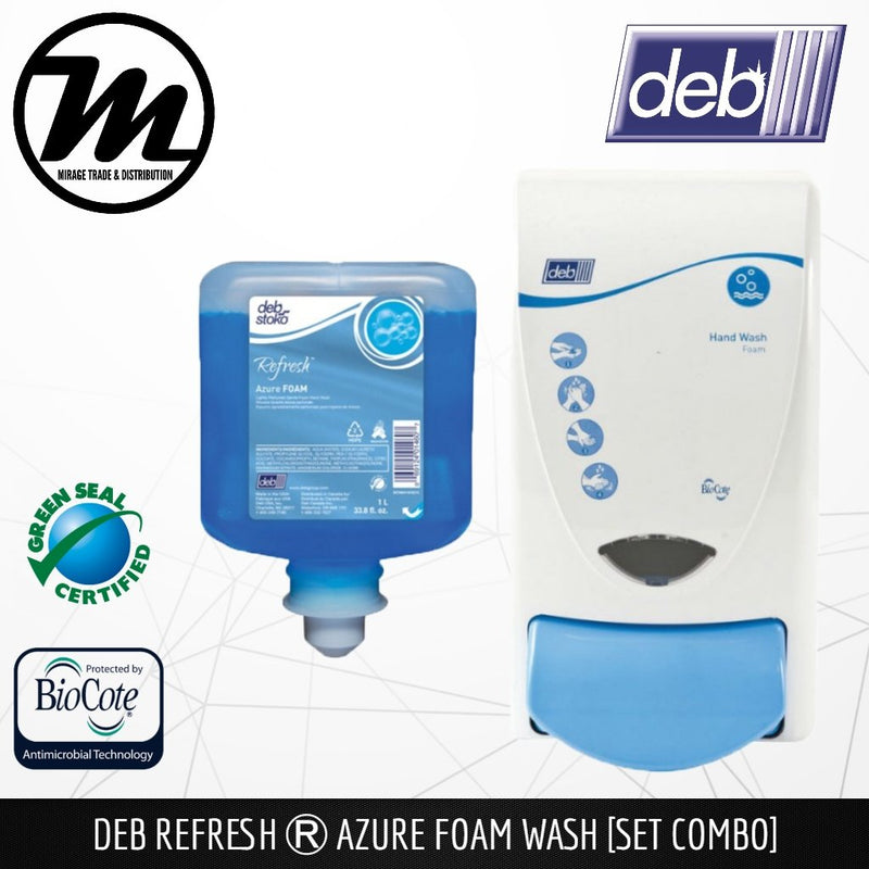 [ DEB ] Azure Foam Hand Soap Refill Pack 1L with Dispenser - Mirage Trade & Distribution