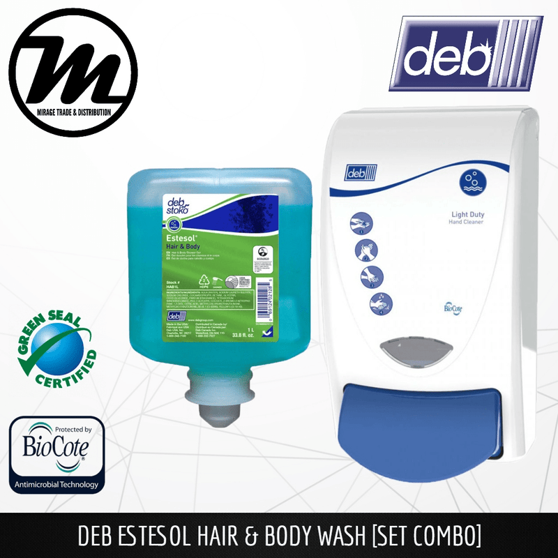 [ DEB ] Estosol Hair & Body Shampoo Refill Pack 1L with Dispenser - Mirage Trade & Distribution