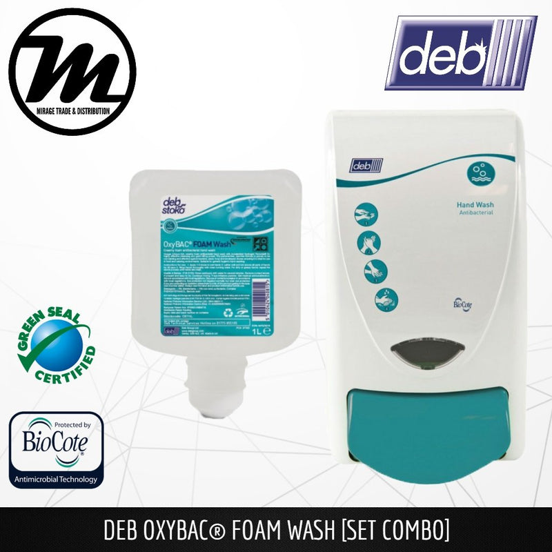 [ DEB ] Oxybac Foam Hand Soap Refill Pack 1L with Dispenser - Mirage Trade & Distribution