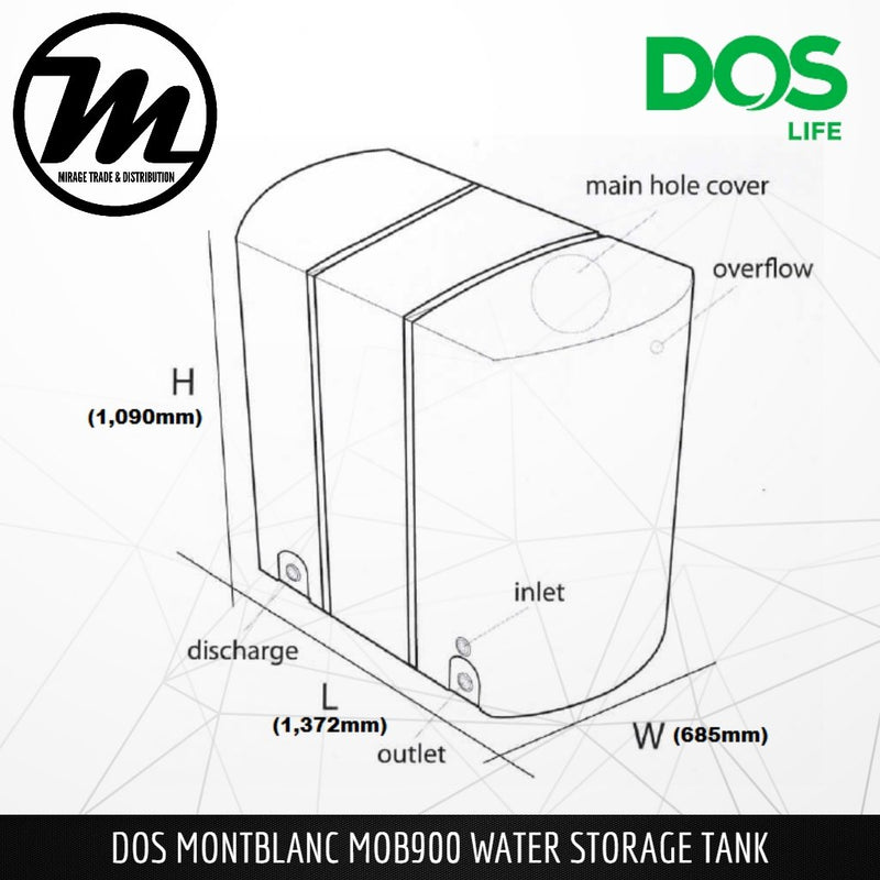 DOS Montblanc MOB900 Storage Water Tank - Mirage Trade & Distribution