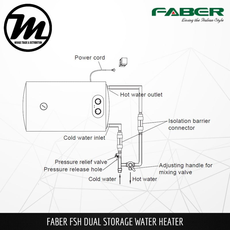 FABER FSH Dual D50 VH Storage Water Heater - Mirage Trade & Distribution