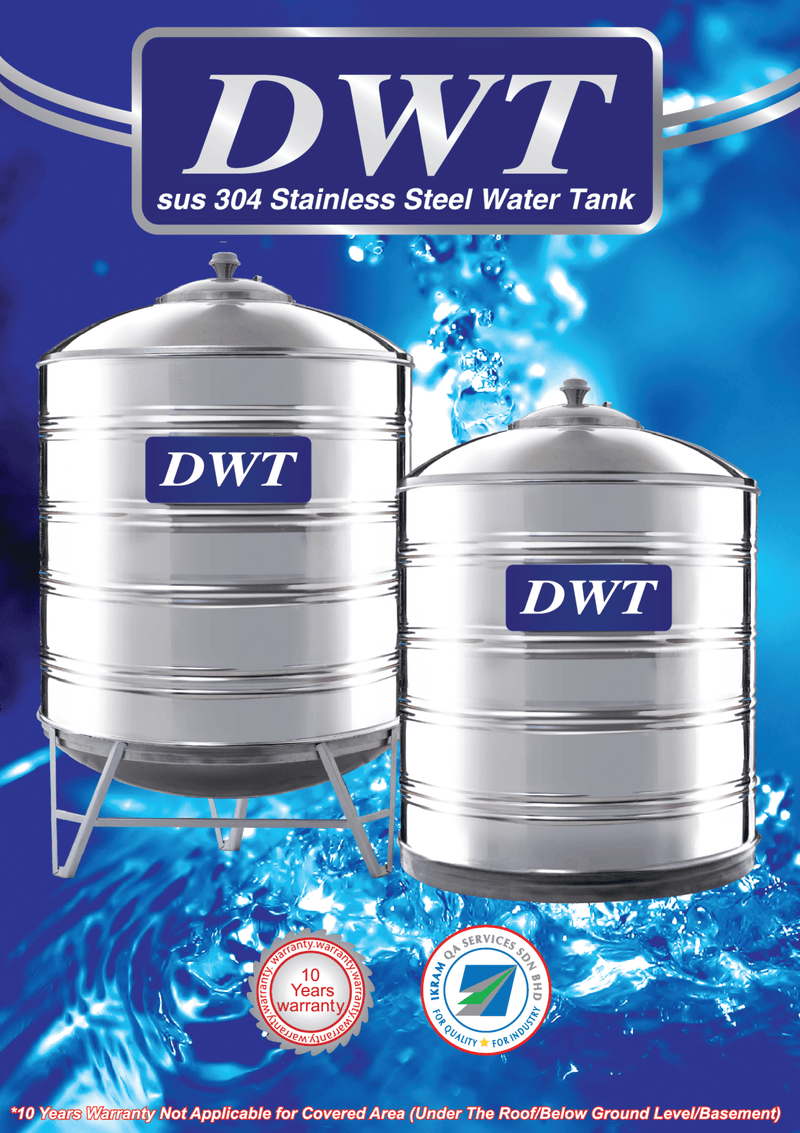 [SUS304] DWT Stainless Steel Storage Water Tank ( Without Stand Flat Bottom ) - Mirage Trade & Distribution