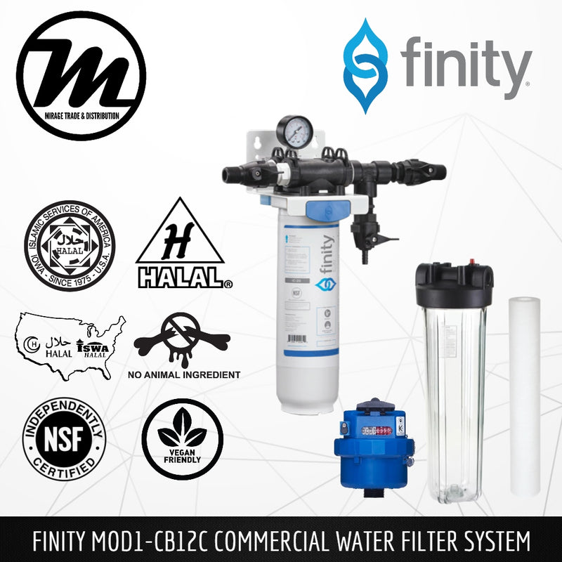 FINITY MOD1-CB12C Commercial Water Filtration System [Halal Certified] + Pre-Filter Set + Flow Meter - Mirage Trade & Distribution