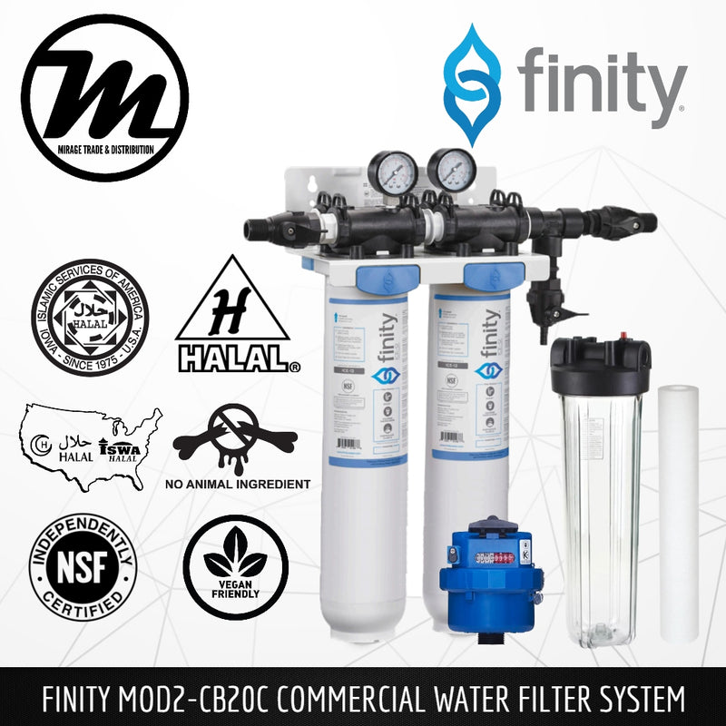 FINITY MOD2-CB20C Commercial Water Filtration System [Halal Certified] + Pre-Filter Set + Flow Meter - Mirage Trade & Distribution