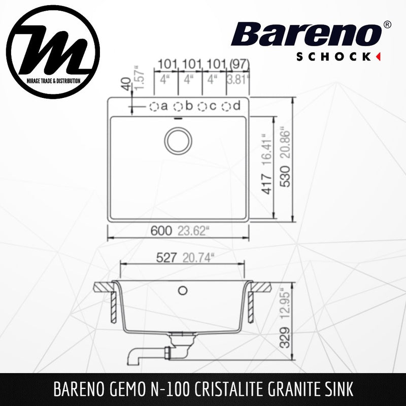 SCHOCK Granite Sink Cristalite Gemo N-100 - Mirage Trade & Distribution