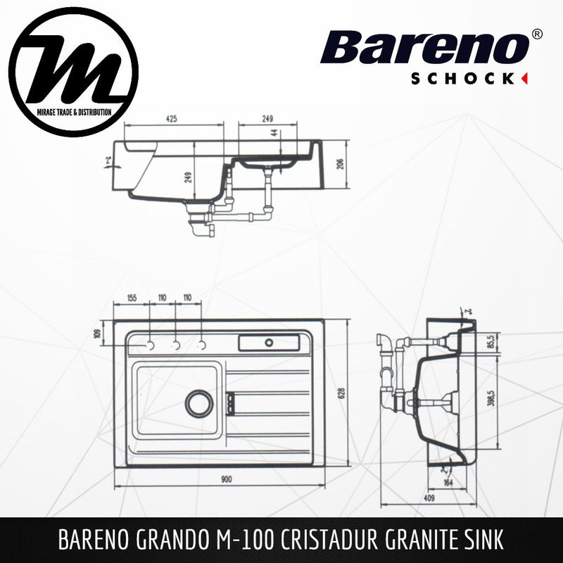 SCHOCK Granite Sink Cristadur Grando M-100 - Mirage Trade & Distribution