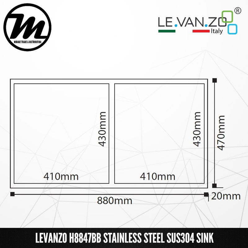 LEVANZO Signature 7 Stainless Steel SUS304 Kitchen Sink H8847BB - Mirage Trade & Distribution