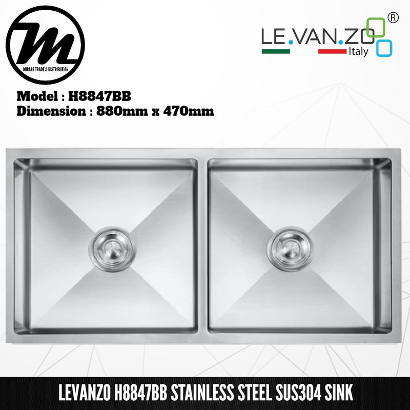 LEVANZO Signature 7 Stainless Steel SUS304 Kitchen Sink H8847BB - Mirage Trade & Distribution