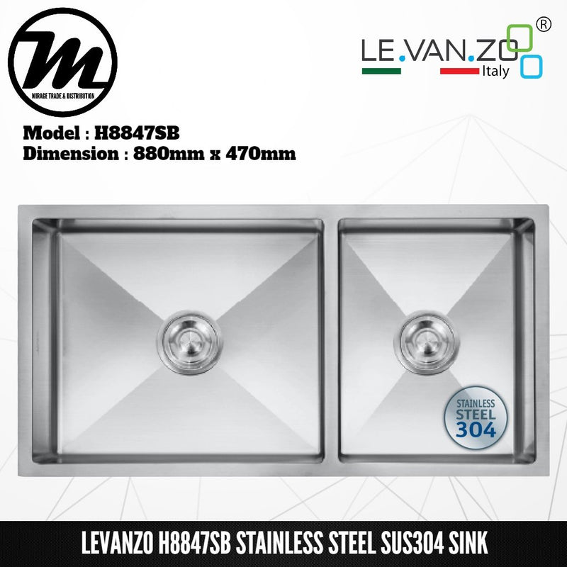 LEVANZO Signature 7 Stainless Steel SUS304 Kitchen Sink H8847SB - Mirage Trade & Distribution
