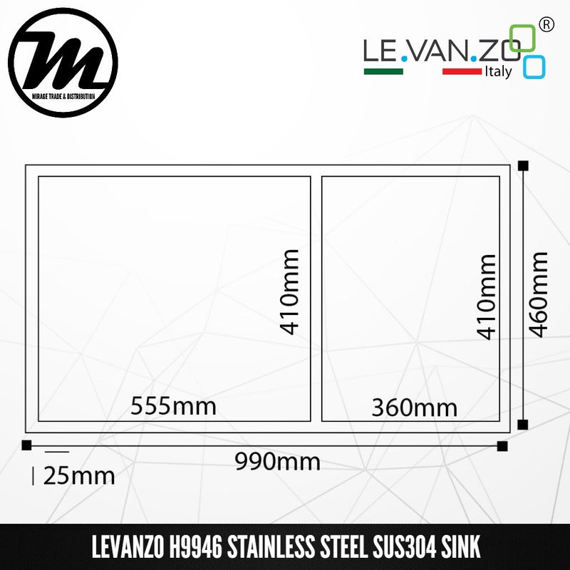 LEVANZO Signature 7 Stainless Steel SUS304 Kitchen Sink H9946 - Mirage Trade & Distribution