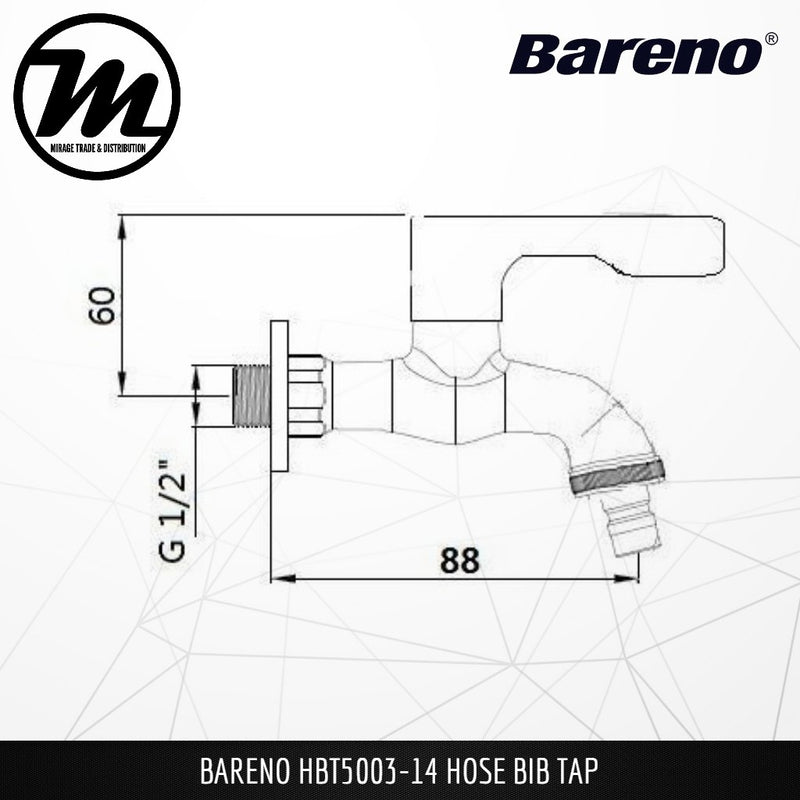 BARENO PLUS Hose Bib Tap HBT-5003-14 - Mirage Trade & Distribution