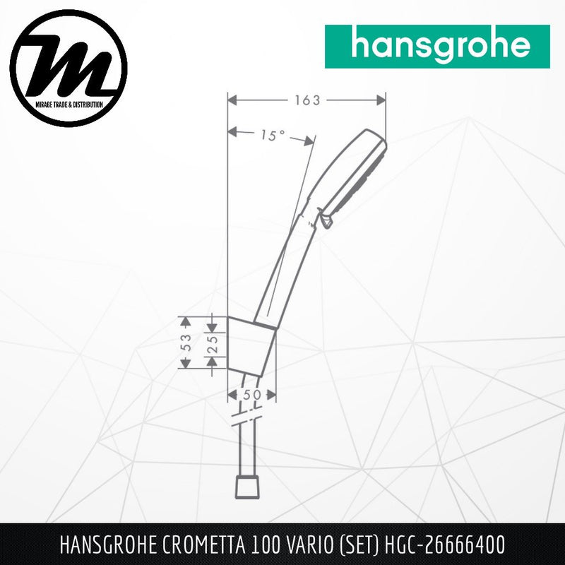 HANSGROHE Crometta 100 Vario Hand Shower (Set) HGC-26666400 - Mirage Trade & Distribution