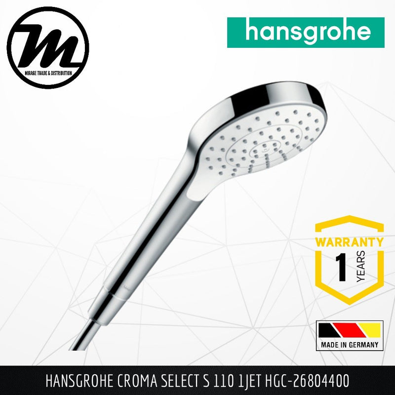 HANSGROHE Croma Select S 110 1Jet Hand Shower HGC-26804400 - Mirage Trade & Distribution