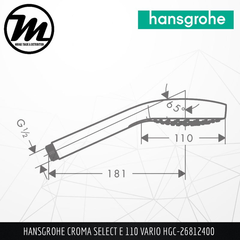 HANSGROHE Croma Select E 110 Vario Hand Shower HGC-26812400 - Mirage Trade & Distribution
