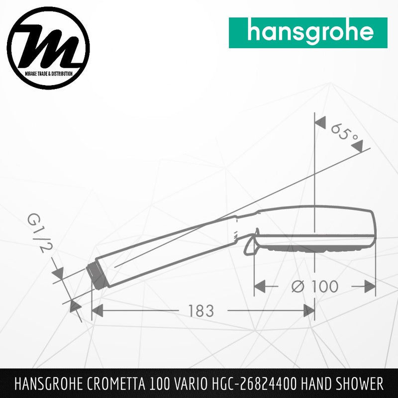 HANSGROHE Crometta 100 Vario Hand Shower HGC-26824400 - Mirage Trade & Distribution