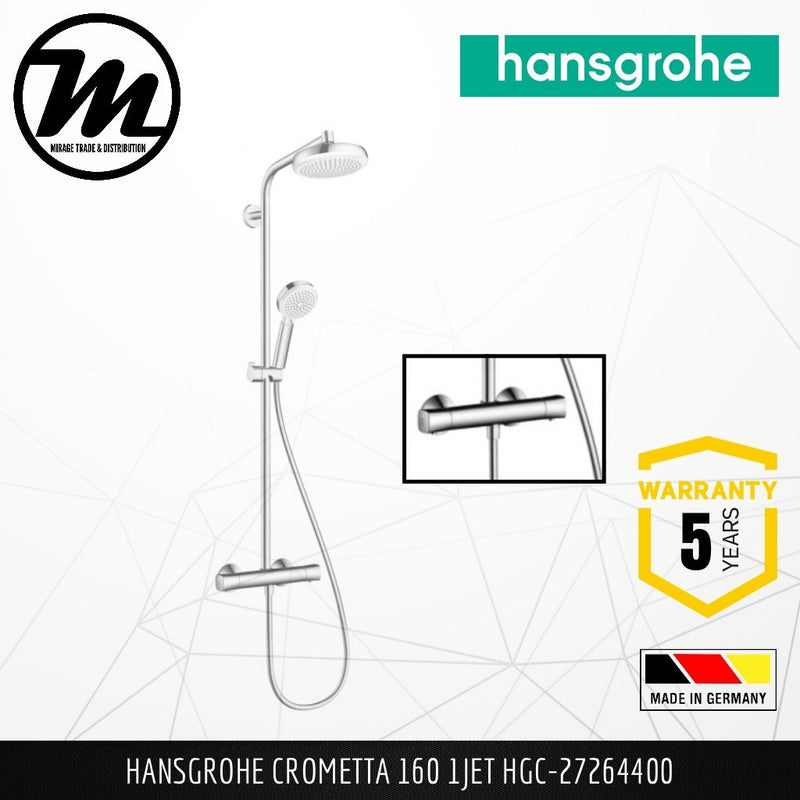 HANSGROHE Crometta 160 1Jet Showerpipe HGC-27264400 - Mirage Trade & Distribution