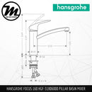 HANSGROHE Focus 160 Pillar Sink Mixer HGF-31806000 - Mirage Trade & Distribution