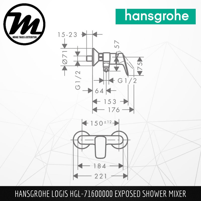 HANSGROHE Logis Exposed Shower Mixer HGL-71600000 - Mirage Trade & Distribution