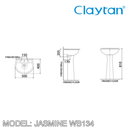 CLAYTAN Jasmine Wall Hung Basin WB134 - Mirage Trade & Distribution