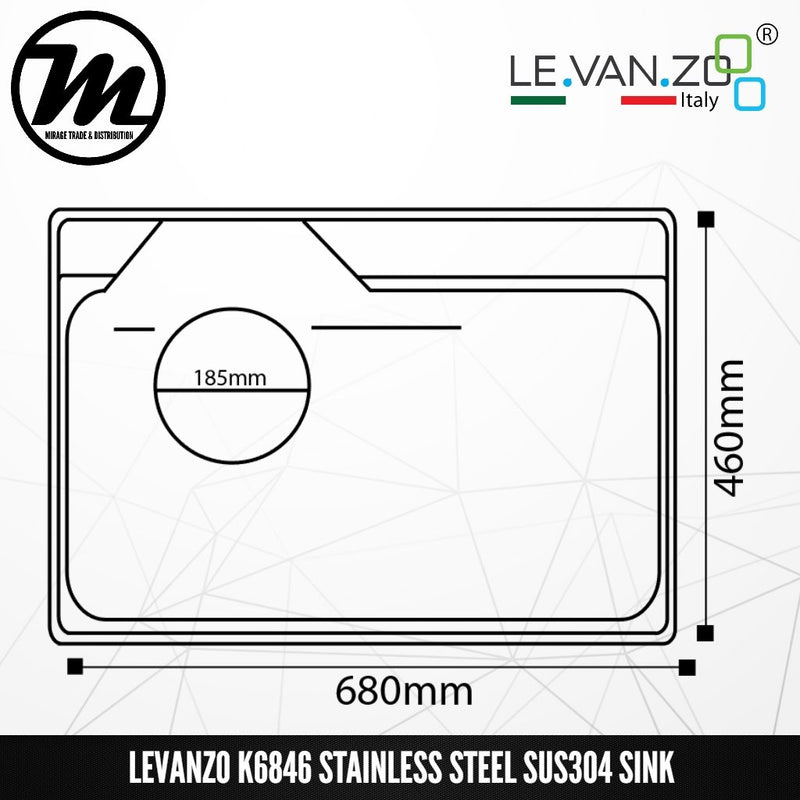LEVANZO Stainless Steel SUS304 Kitchen Sink K6846 - Mirage Trade & Distribution