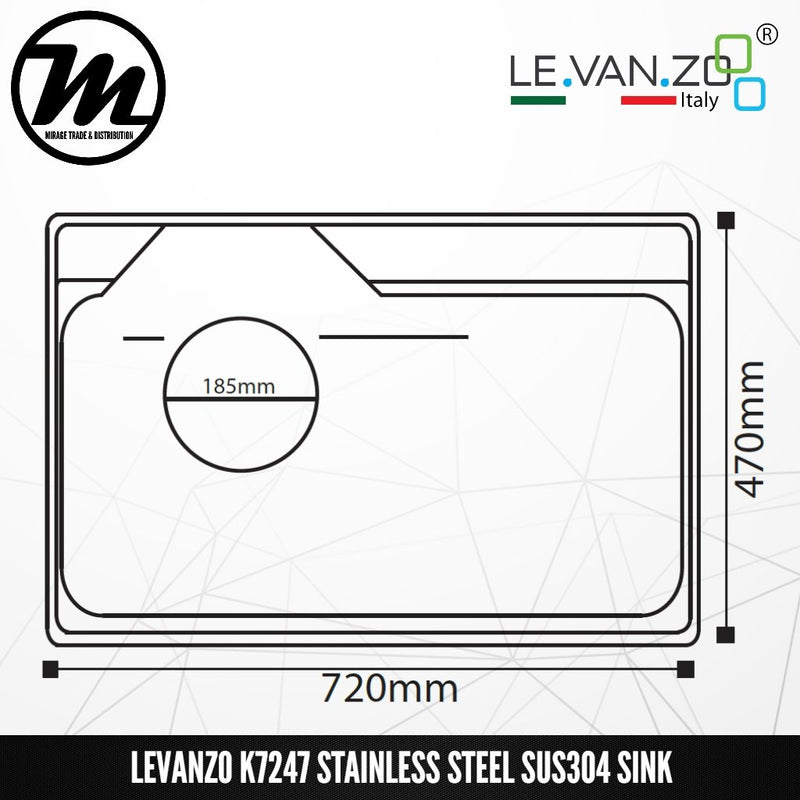 LEVANZO Stainless Steel SUS304 Kitchen Sink K7247 - Mirage Trade & Distribution