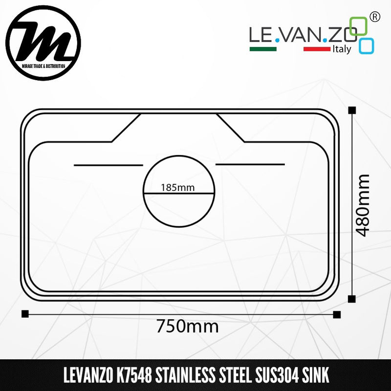 LEVANZO Stainless Steel SUS304 Kitchen Sink K7548 - Mirage Trade & Distribution