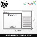 LEVANZO Hand Made Stainless Steel SUS304 Kitchen Sink L8048R - Mirage Trade & Distribution