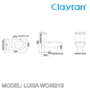CLAYTAN Luisa Elongated Closed Couple Toilet Bowl WC4521B - Mirage Trade & Distribution