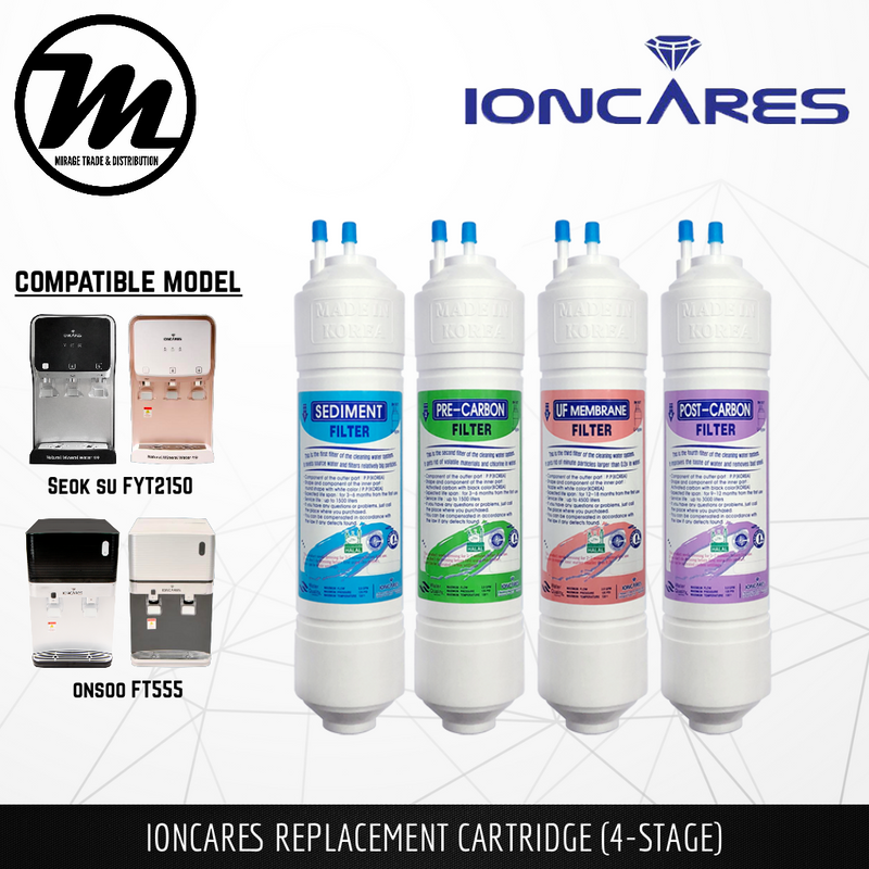 IONCARES Water Dispenser Filtration Replacement Cartridge 4 Stage Filters For Ioncares Seok Su & Onsoo - Mirage Trade & Distribution